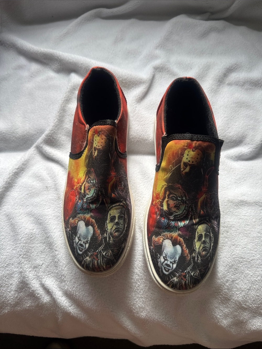 Horror Character Slip-On Sneakers in Red and Black